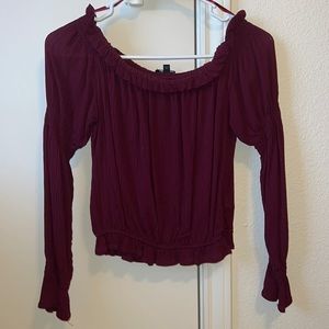 Maroon Off-The-Shoulder Top